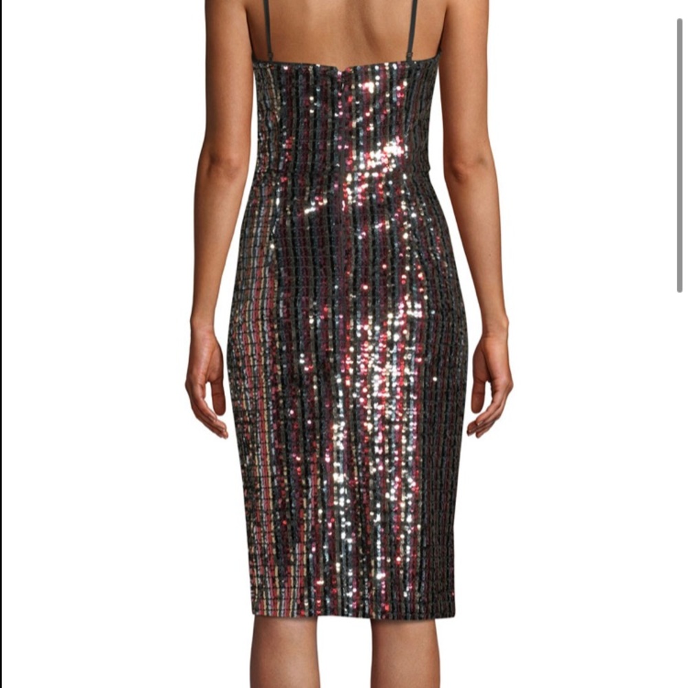 Milly Chrystie Square Neck Sequin Rainbow Dress 8 - Picture 2 of 4